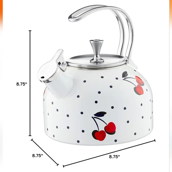 KATE SPADE New York Vintage Cherry Dot Tea Kettle, 3.70 LB NWT - Picture 2 of 8